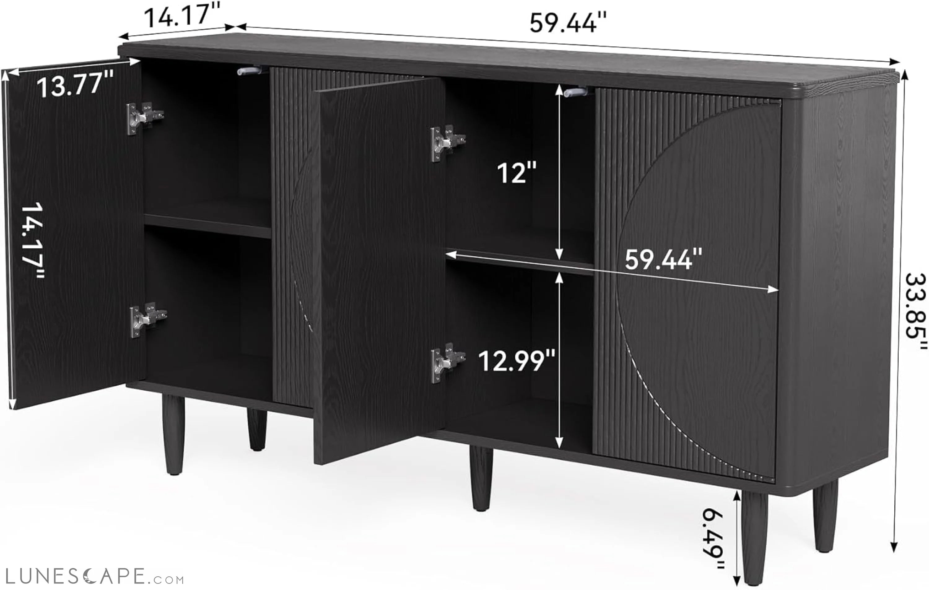 59-Inch Buffet Cabinet Sideboard with Storage, Modern Sideboard Buffet LUNESCAPE