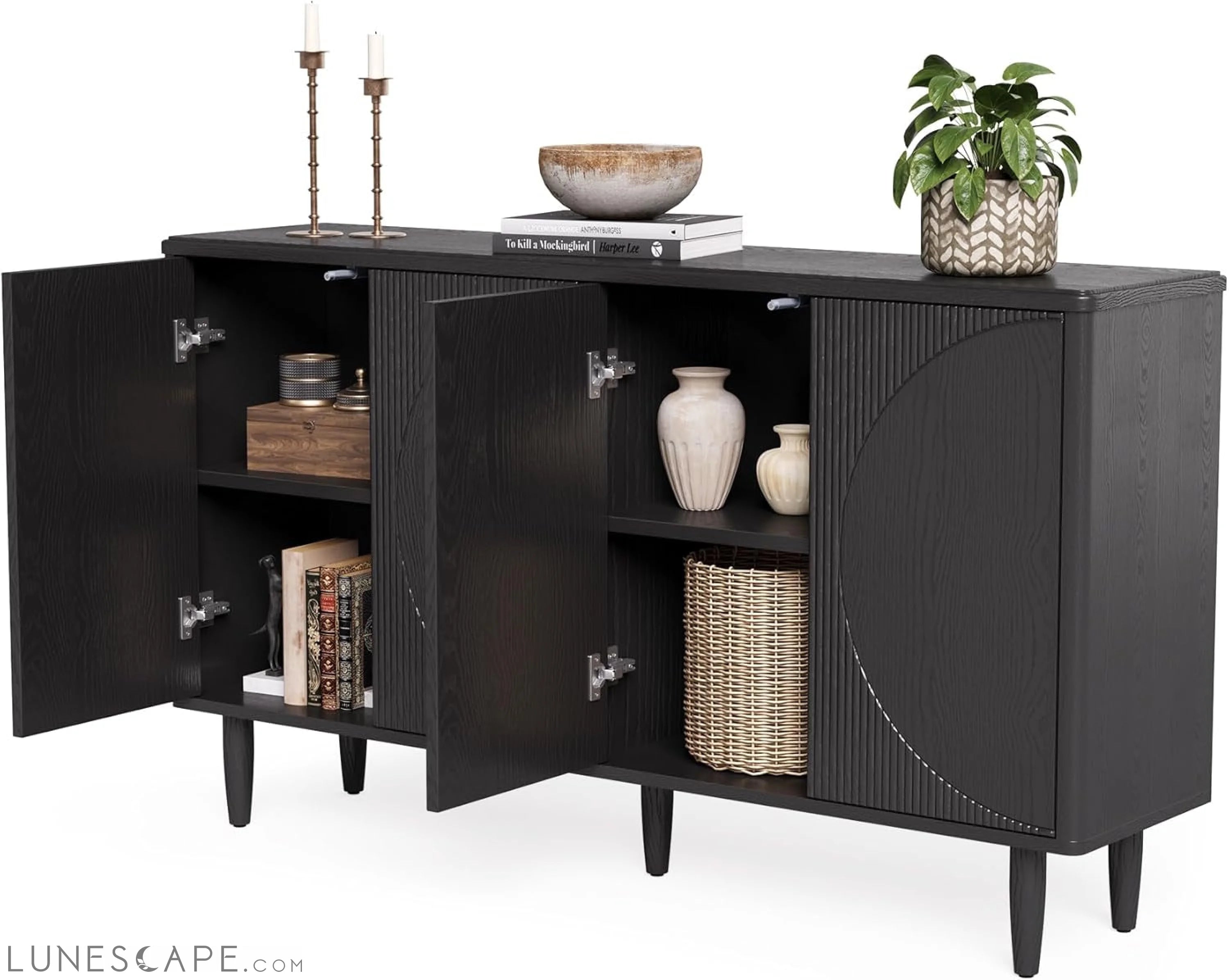 59-Inch Buffet Cabinet Sideboard with Storage, Modern Sideboard Buffet LUNESCAPE