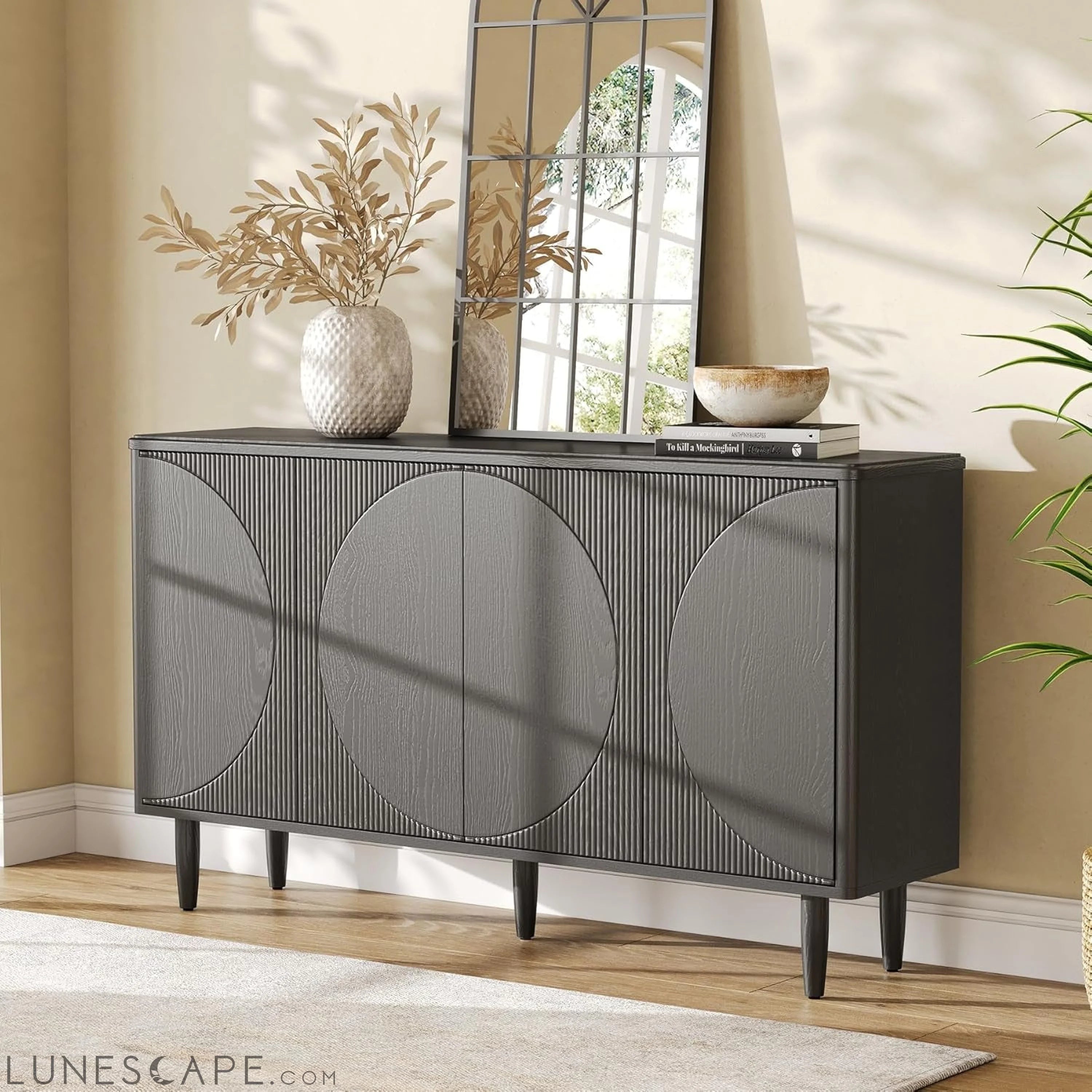 59-Inch Buffet Cabinet Sideboard with Storage, Modern Sideboard Buffet LUNESCAPE