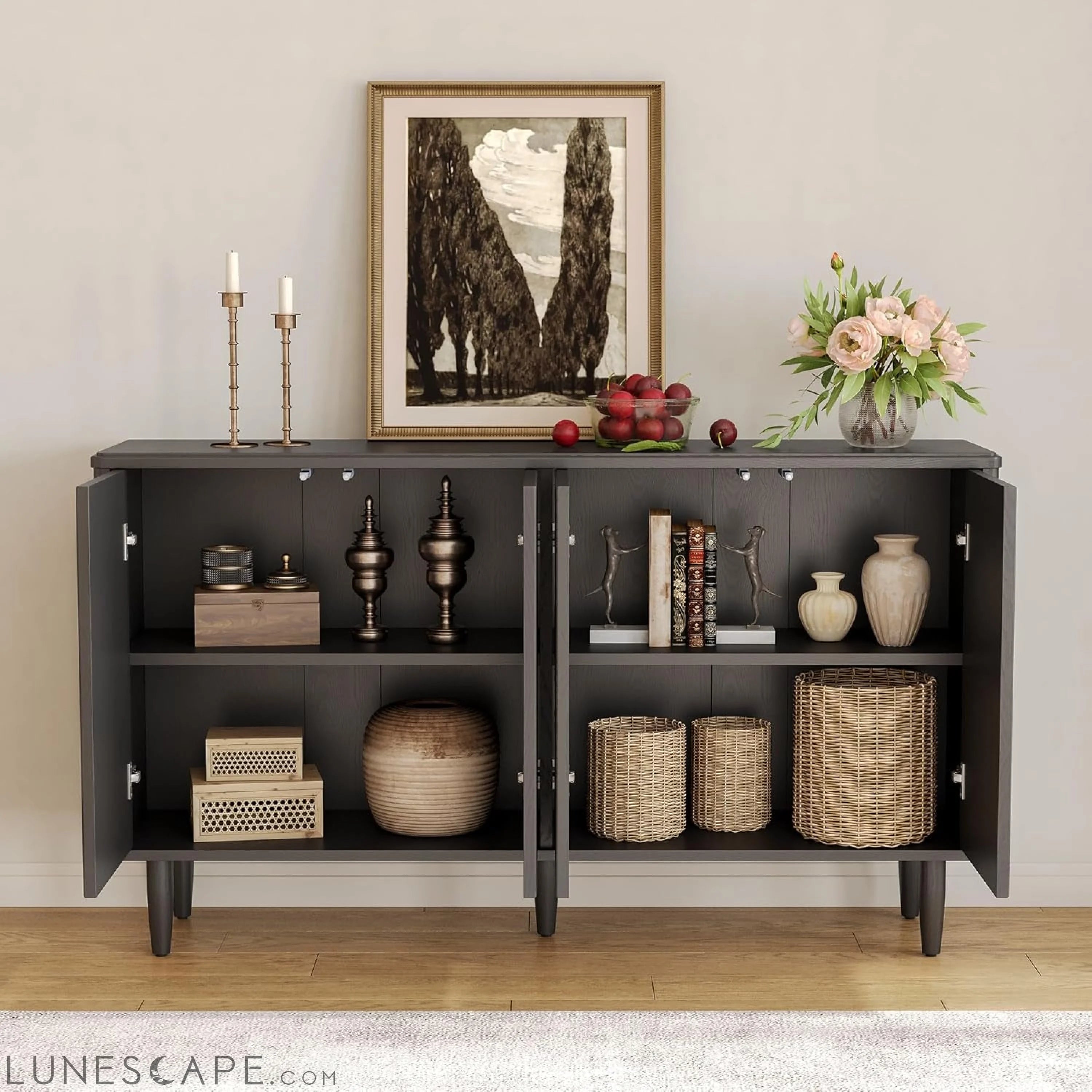 59-Inch Buffet Cabinet Sideboard with Storage, Modern Sideboard Buffet LUNESCAPE