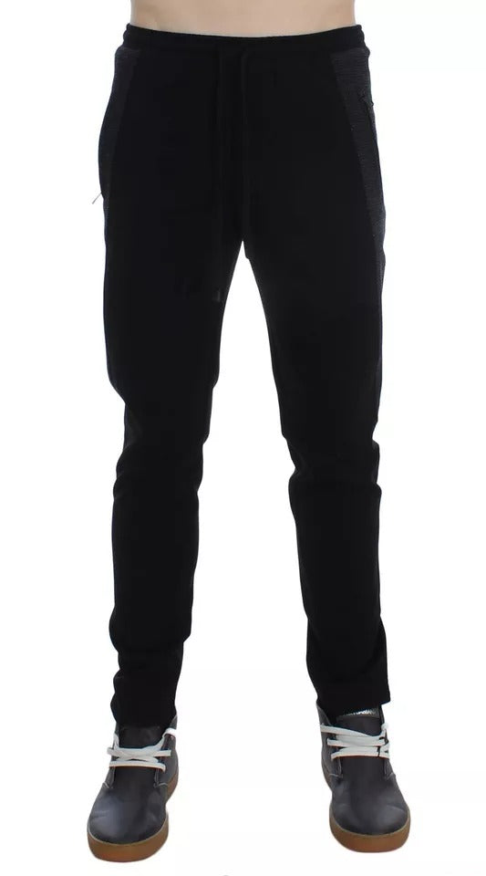 Dolce & Gabbana Black Gray Wool Casual Trousers Stripe Pants LUNESCAPE