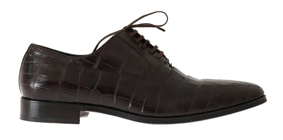 Dolce & Gabbana Brown Patterned Leather Dress Formal Shoes LUNESCAPE