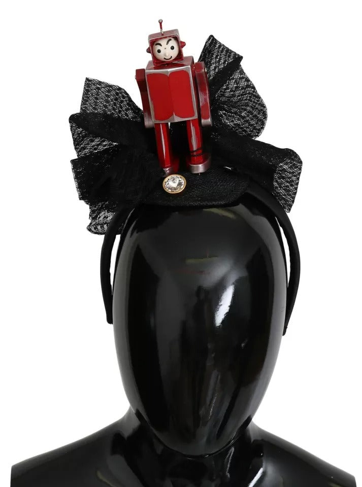 Dolce & Gabbana Red Black Robot Clear Crystal Headband Tiara Diadem LUNESCAPE