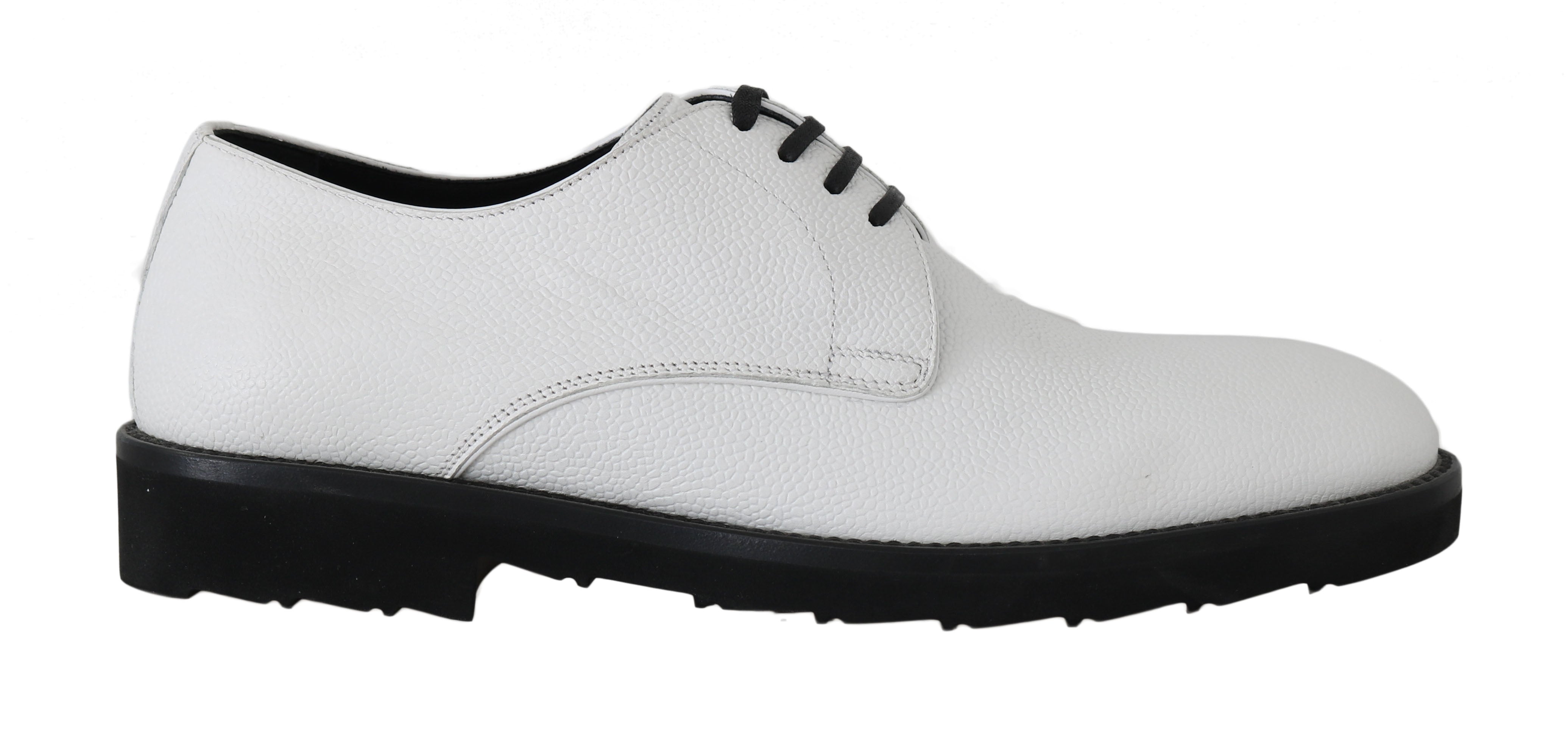 Dolce & Gabbana White Leather Derby Dress Formal Shoes LUNESCAPE