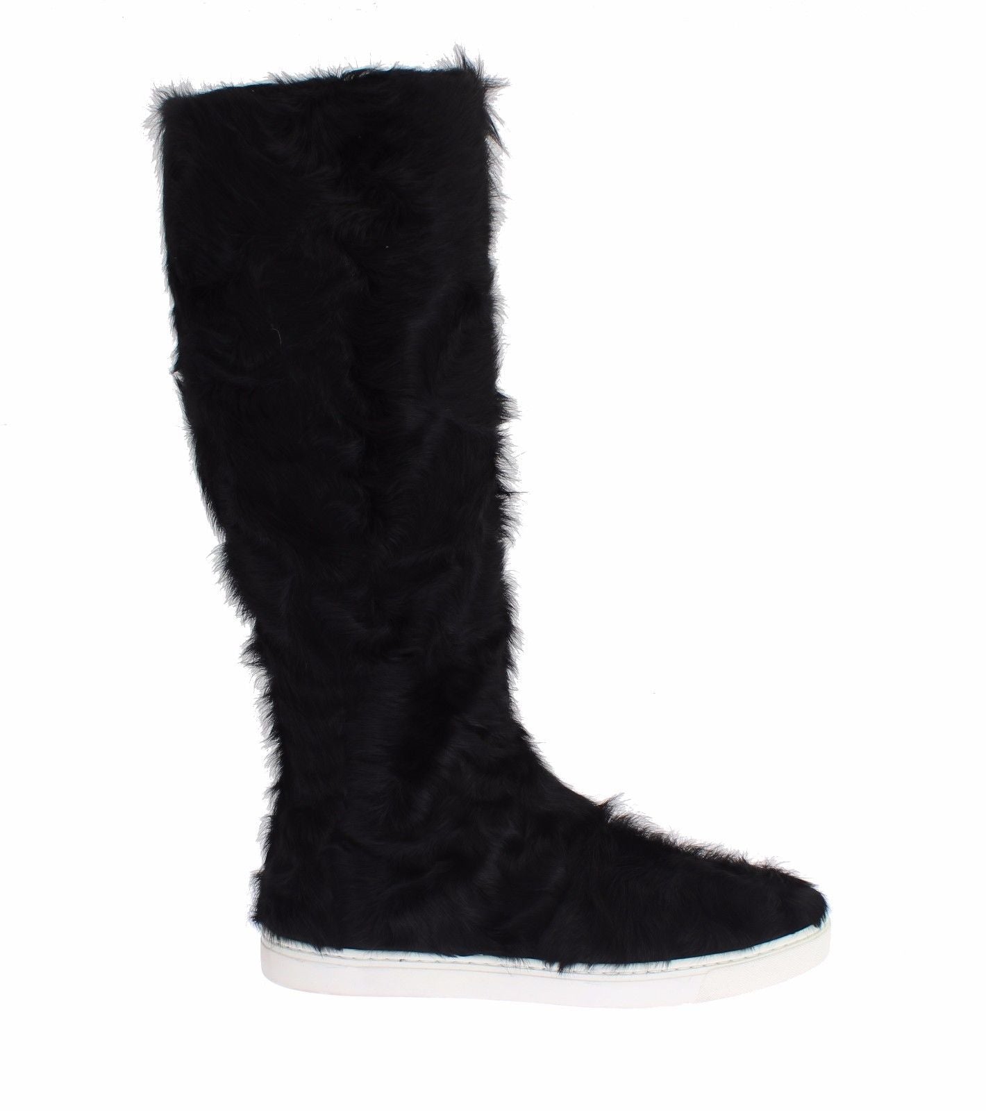 Dolce & Gabbana Black Xiangao Lamb Fur Leather Boots LUNESCAPE