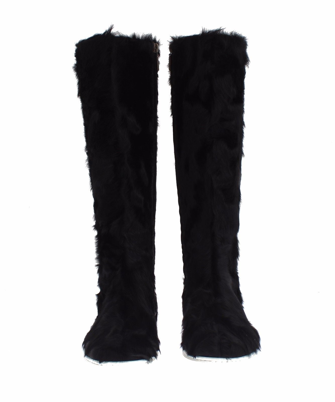 Dolce & Gabbana Black Xiangao Lamb Fur Leather Boots LUNESCAPE
