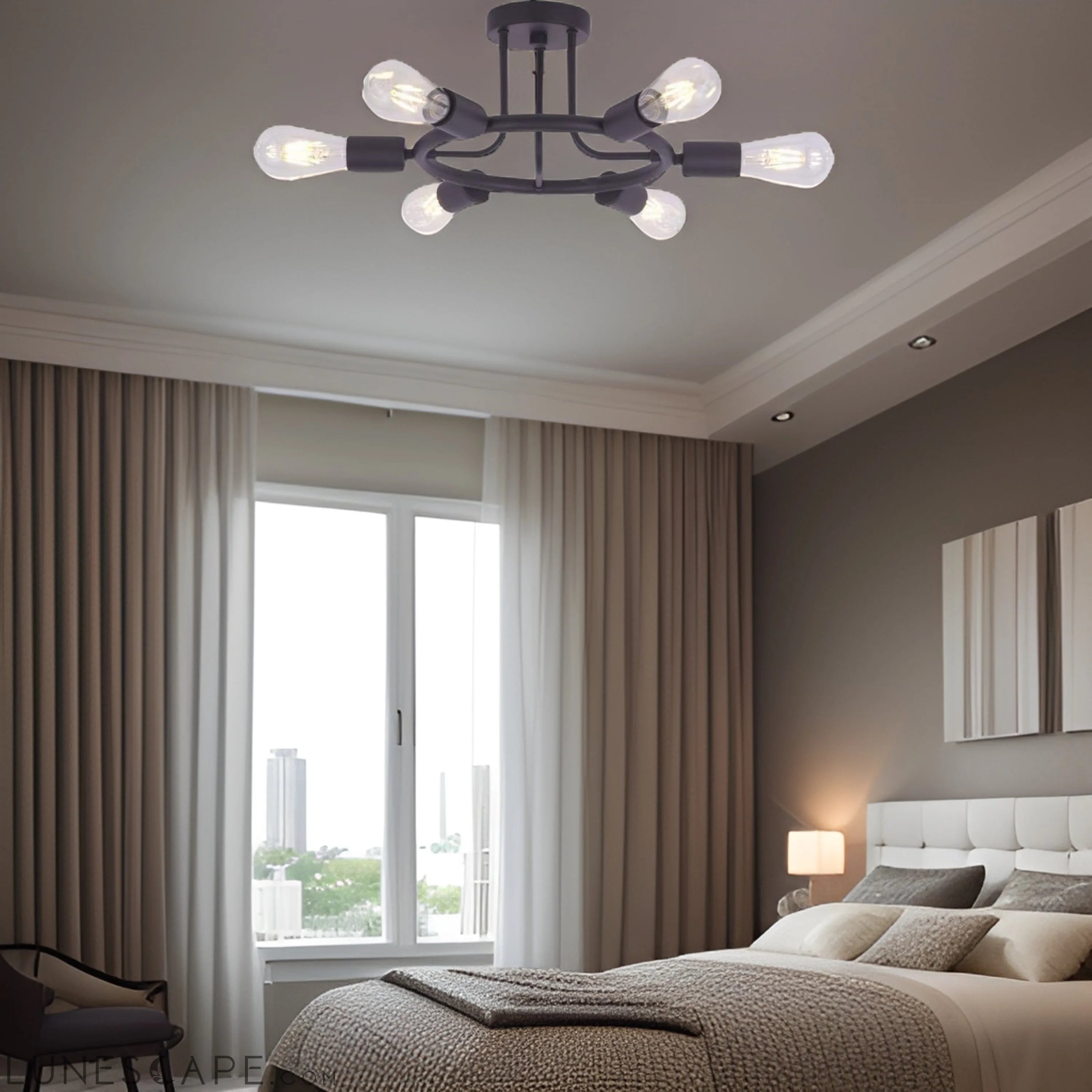 6 Light  Modern Sputnik Lights Semi Flush Mount Ceiling Light LUNESCAPE