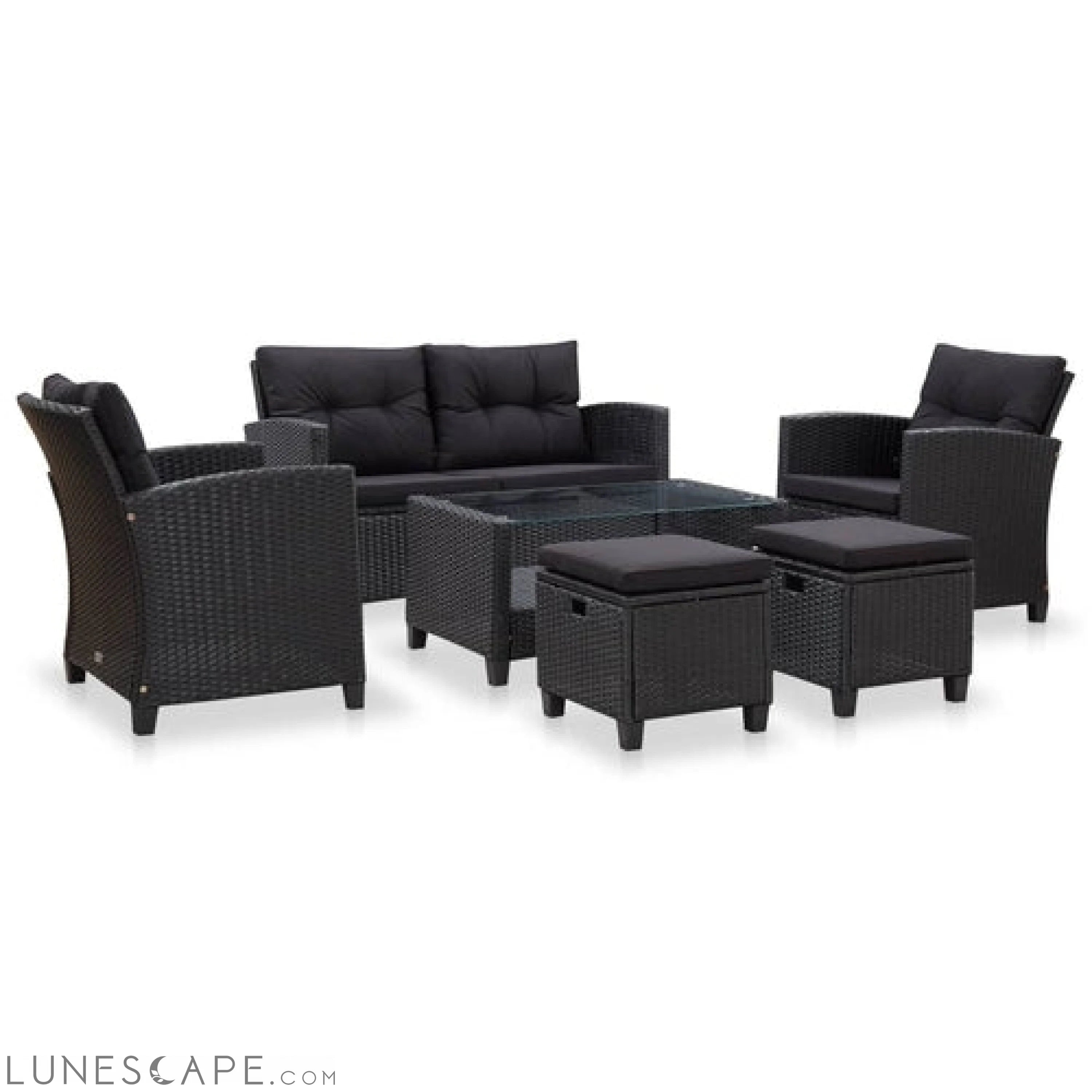 6 Piece Garden Sofa Set with Cushions Poly Rattan Dark Gray LUNESCAPE