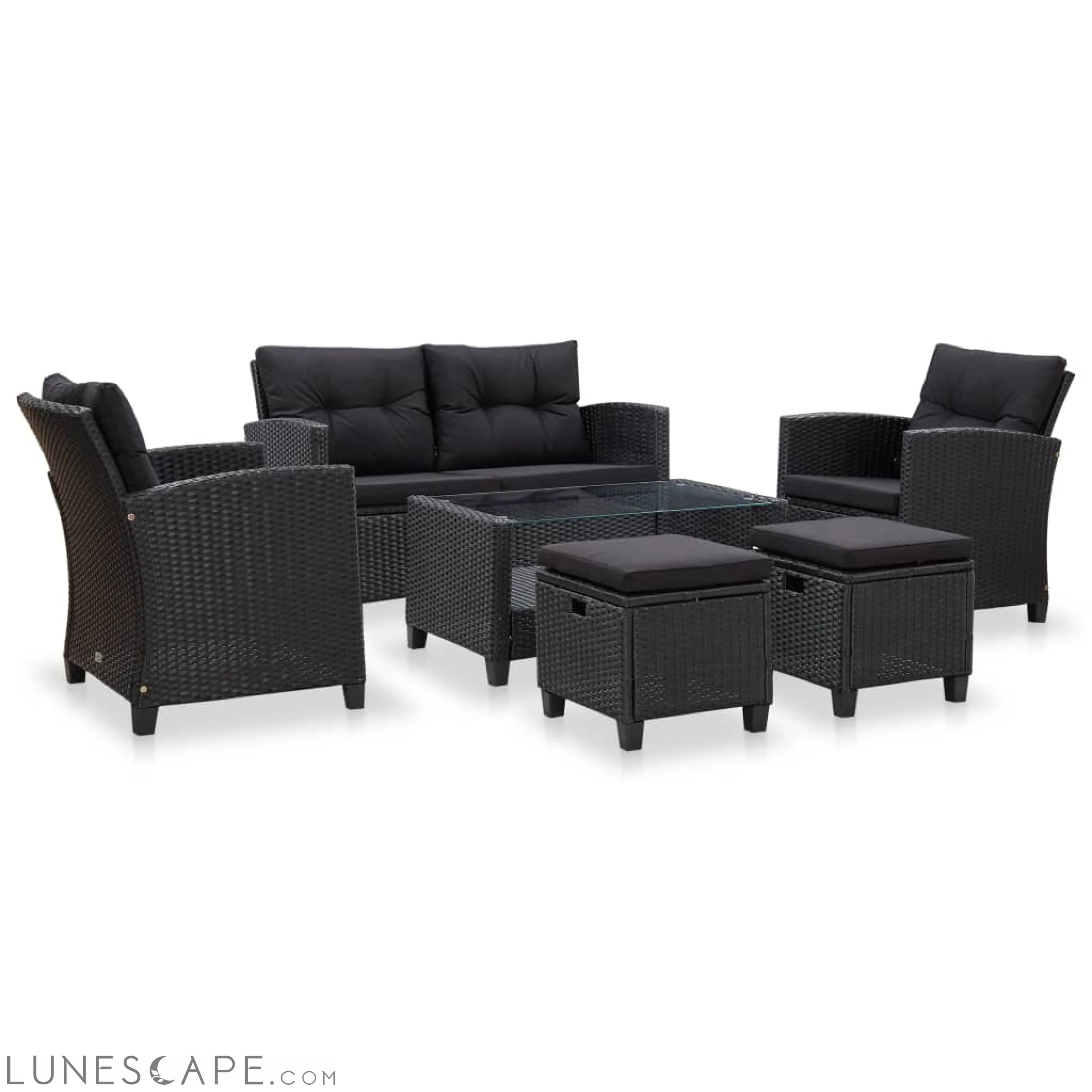 6 Piece Garden Sofa Set with Cushions Poly Rattan Dark Gray LUNESCAPE