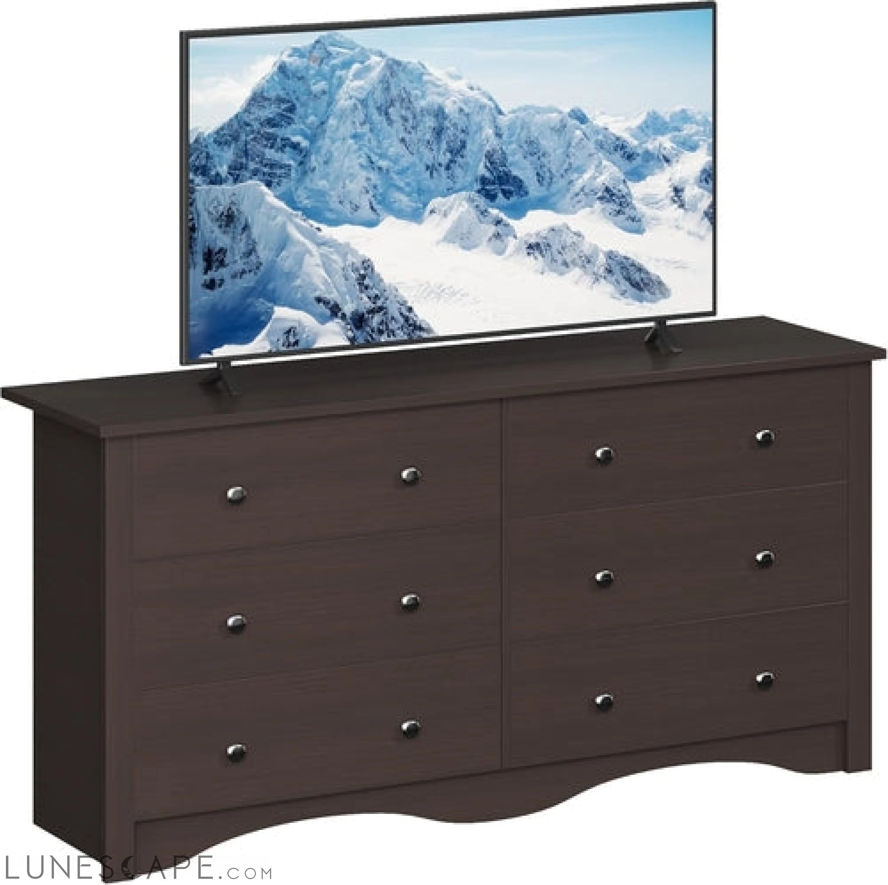 6 Wood Drawers Dresser for Bedroom, Double Dresser for TV up to 65 LUNESCAPE