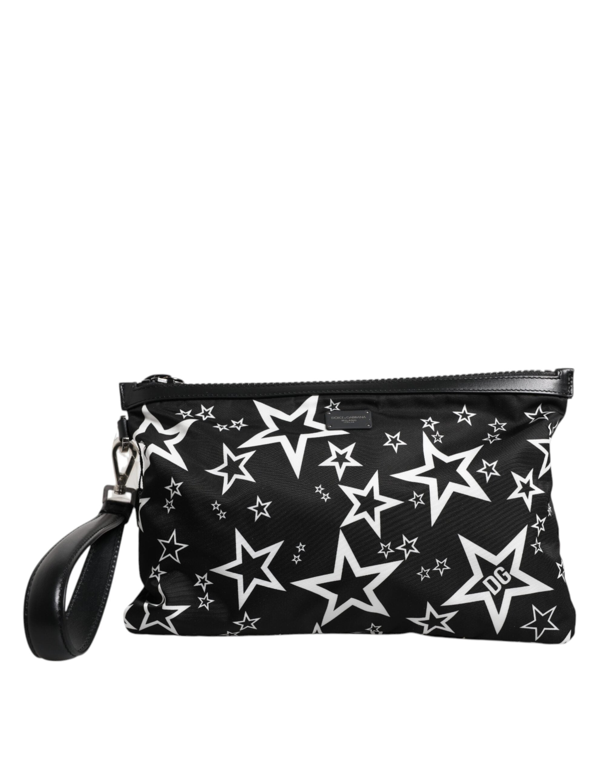 Dolce & Gabbana Black White Stars Pattern Clutch Pouch Bag LUNESCAPE