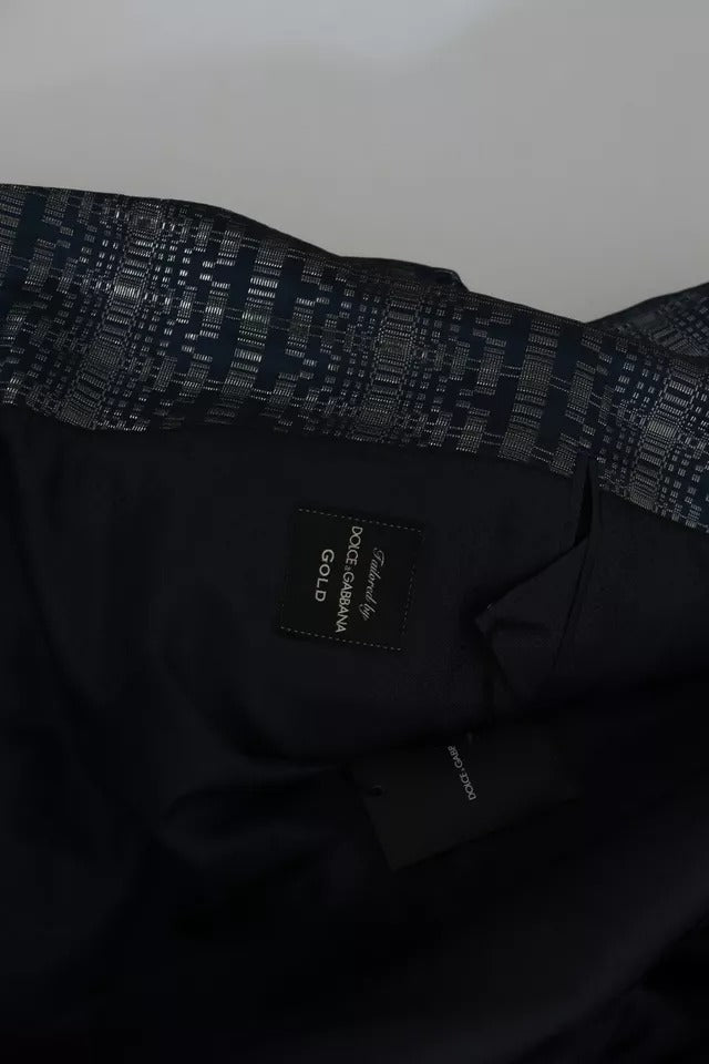 Dolce & Gabbana Blue Silver Shiny 2 Piece Slim GOLD Suit
