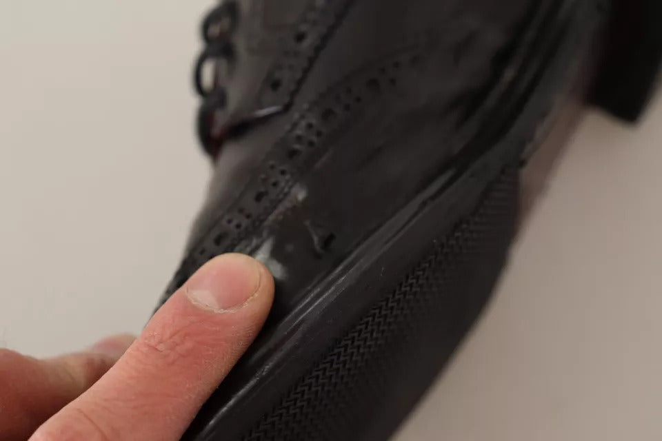 Dolce & Gabbana Black Perforated Leather Lace Up Derby Shoes