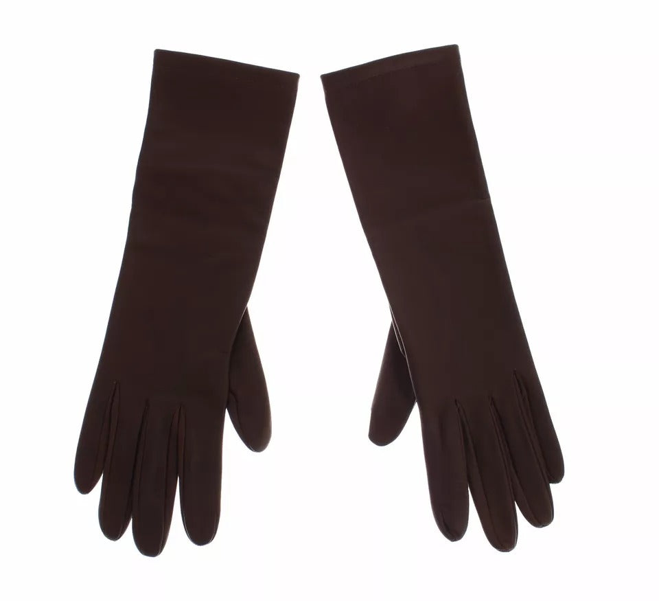 Dolce & Gabbana Brown Leather Wrist Slim Women Gloves LUNESCAPE