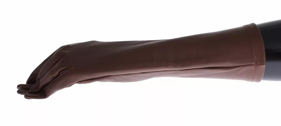 Dolce & Gabbana Brown Leather Wrist Slim Women Gloves LUNESCAPE