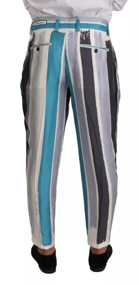 Dolce & Gabbana Multicolor Striped Silk Tapered Pants LUNESCAPE