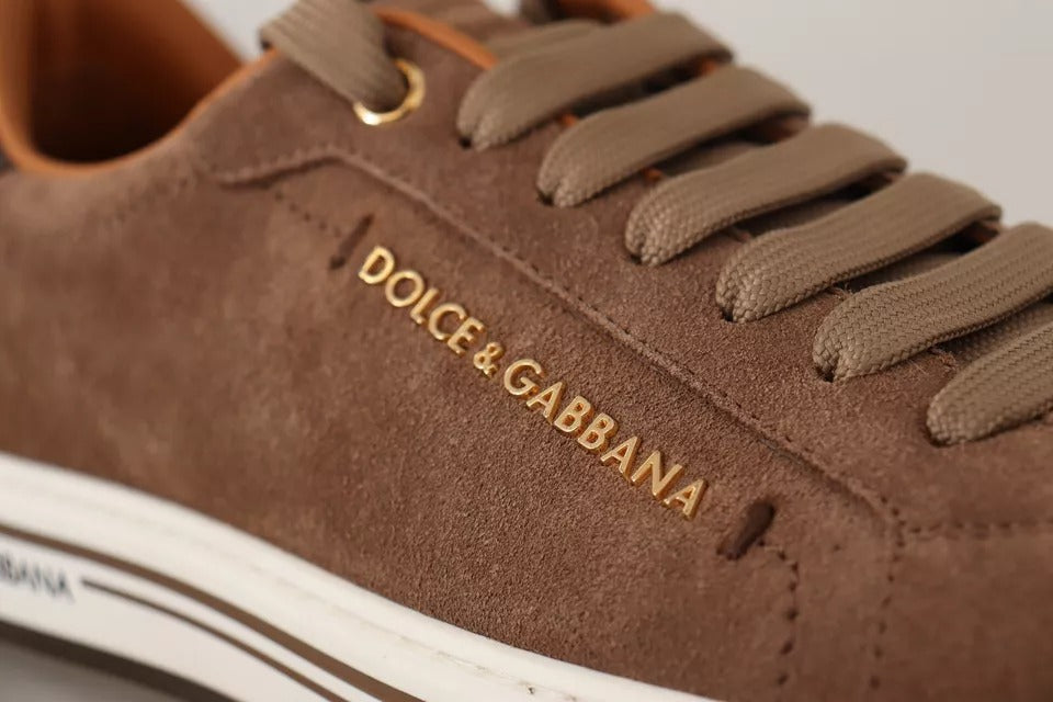 Dolce & Gabbana Brown Suede Logo Low Top Sneakers Men Shoes