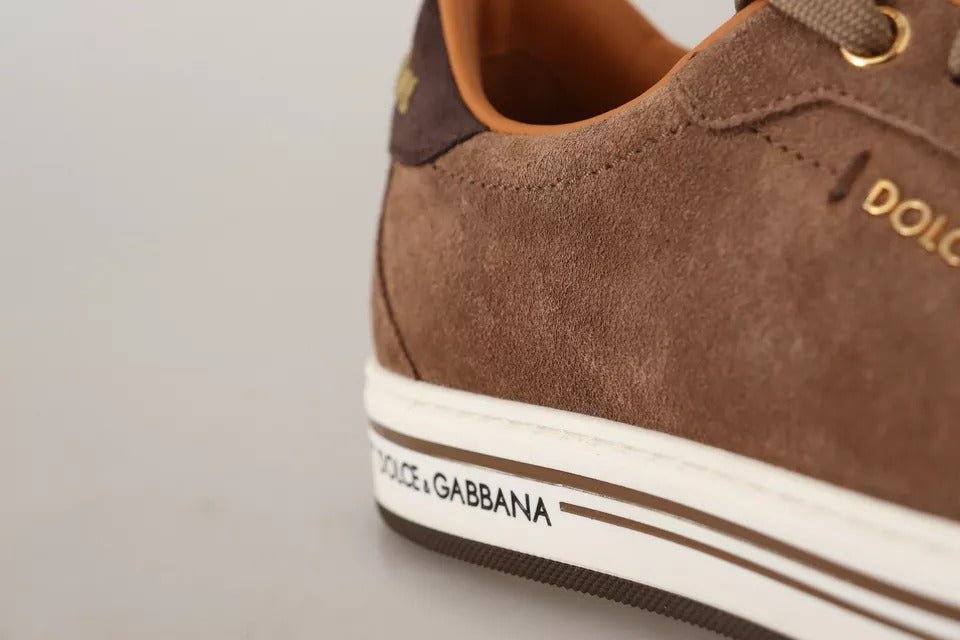 Dolce & Gabbana Brown Suede Logo Low Top Sneakers Men Shoes