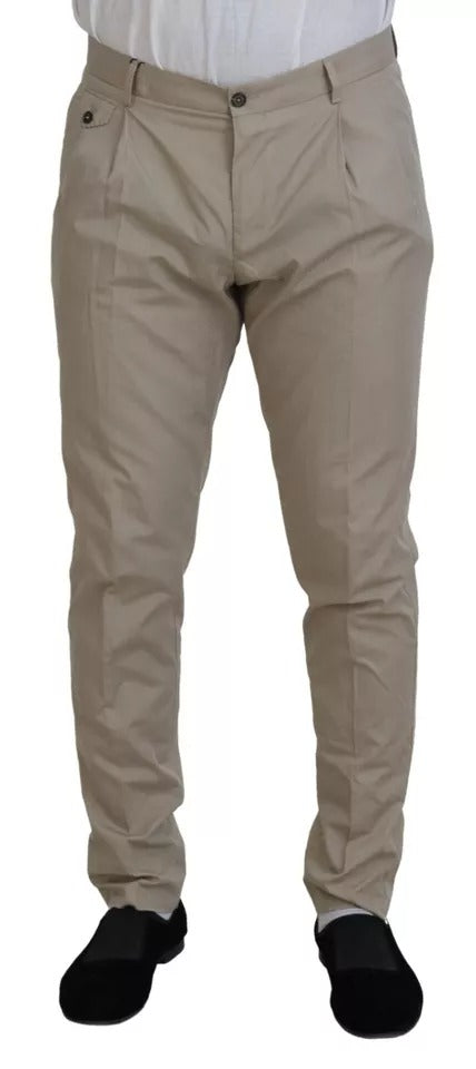 Dolce & Gabbana Beige Cotton Chino Men Formal Pants LUNESCAPE