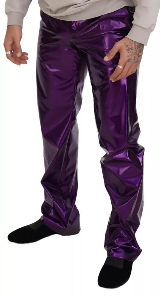 Dolce & Gabbana Purple Shining Men Casual Pants LUNESCAPE
