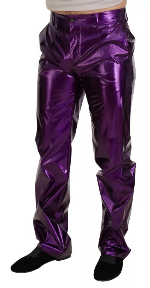 Dolce & Gabbana Purple Shining Men Casual Pants LUNESCAPE