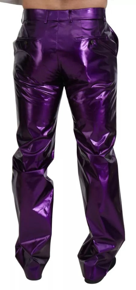 Dolce & Gabbana Purple Shining Men Casual Pants LUNESCAPE