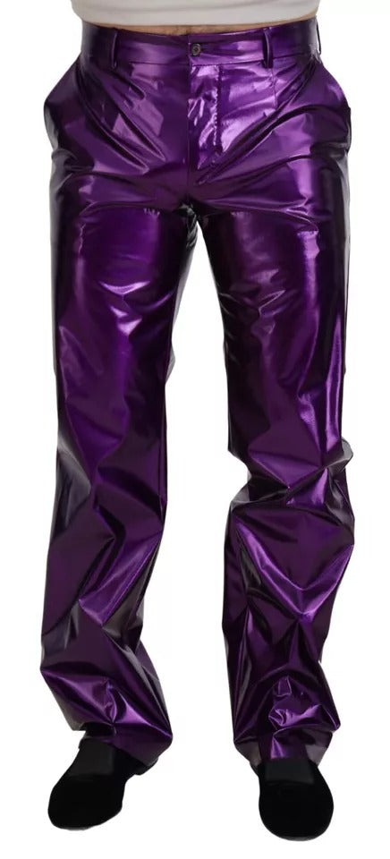Dolce & Gabbana Purple Shining Men Casual Pants LUNESCAPE