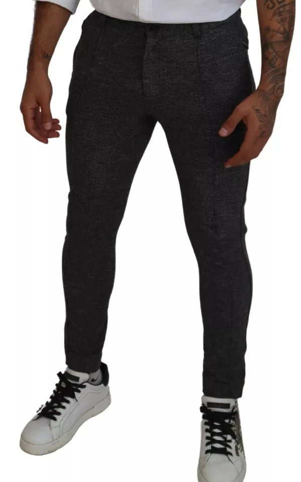 Dolce & Gabbana Gray Chevron Viscose Skinny Pants LUNESCAPE