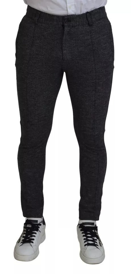 Dolce & Gabbana Gray Chevron Viscose Skinny Pants LUNESCAPE