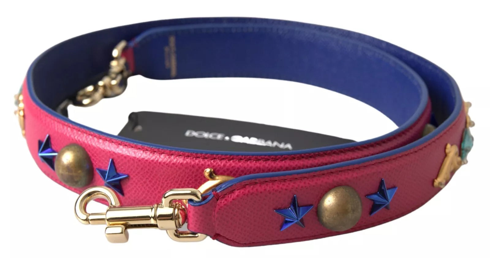Dolce & Gabbana Pink Exotic Leather Studded Shoulder Strap LUNESCAPE