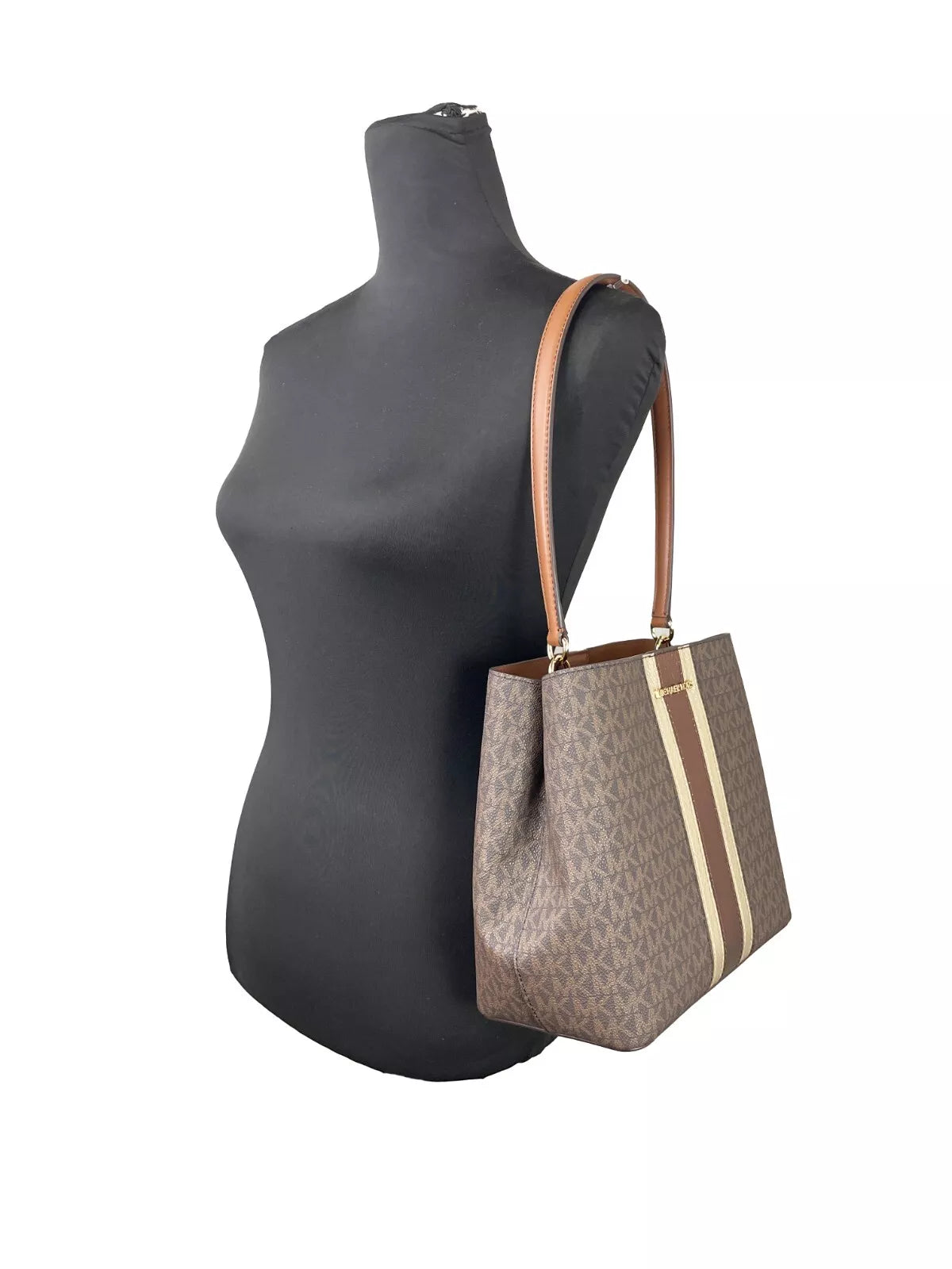 Michael Kors Medium Pratt Bucket Shoulder Bag Purse Brown LUNESCAPE