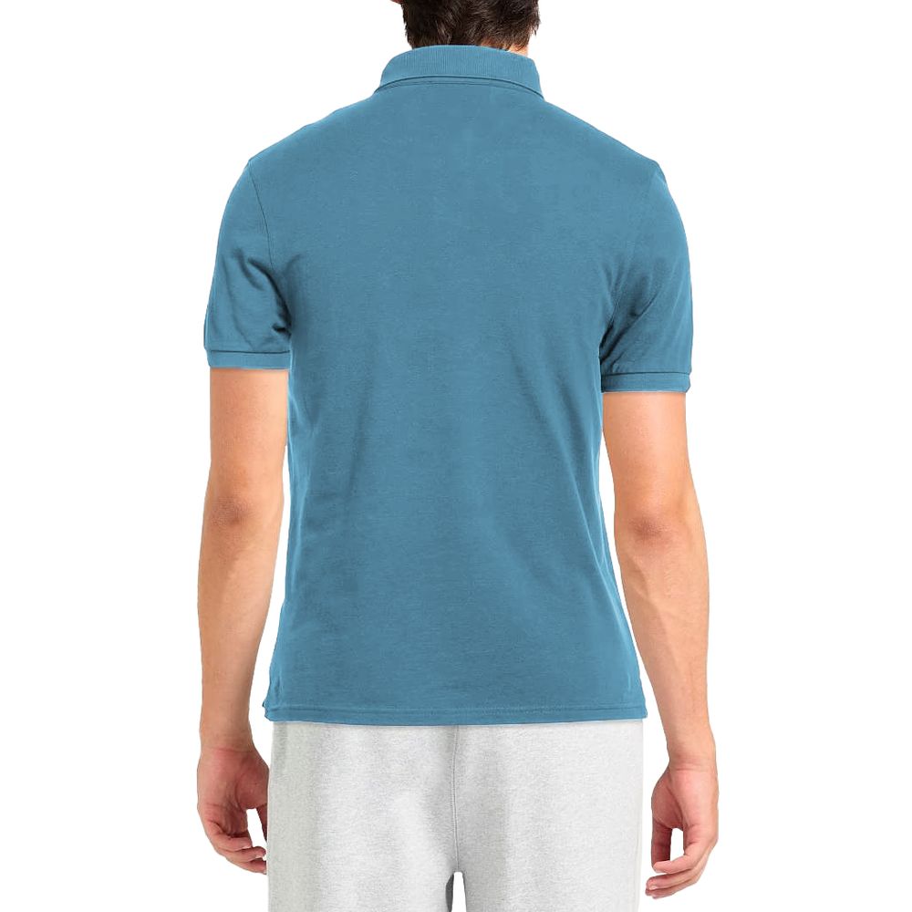 Alpha Studio Light Blue Cotton Men Polo Shirt LUNESCAPE