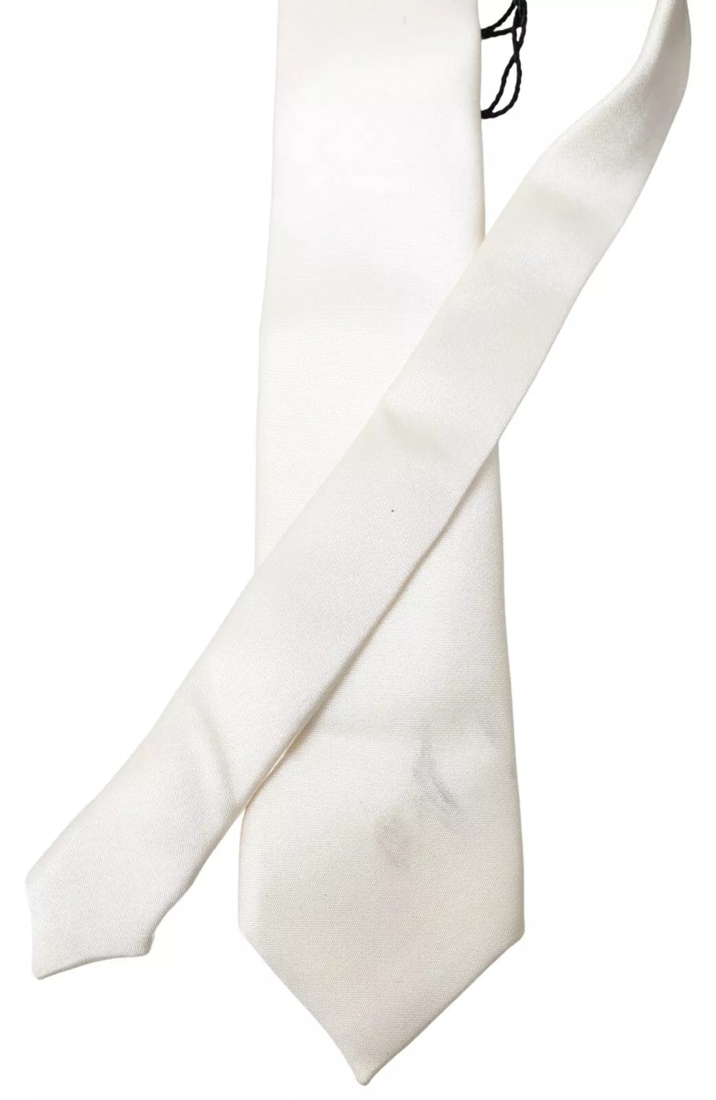 Dolce & Gabbana Off White Satin Silk Classic Men Necktie LUNESCAPE