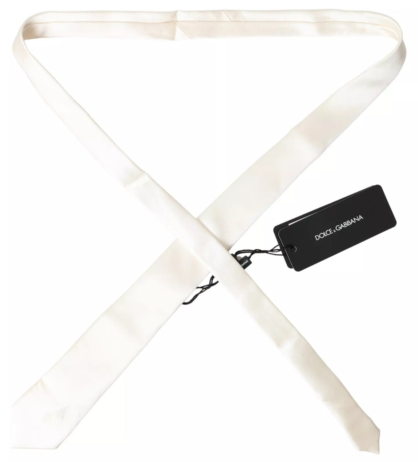 Dolce & Gabbana Off White Satin Silk Classic Men Necktie LUNESCAPE