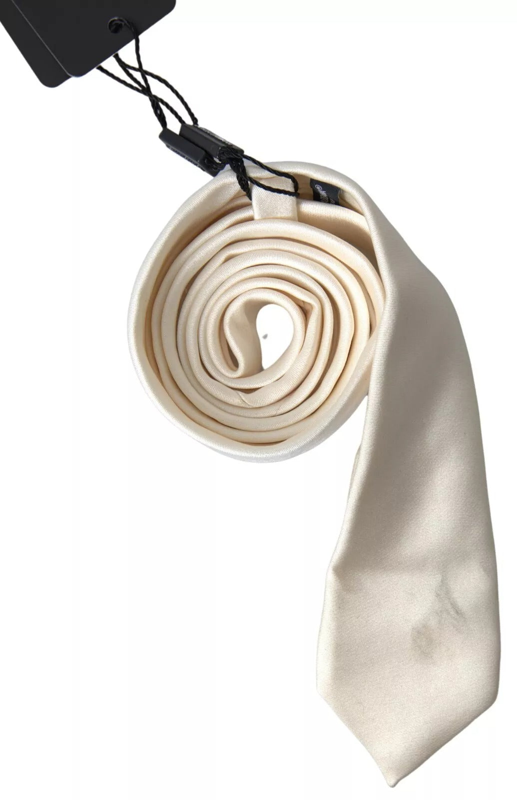 Dolce & Gabbana Off White Satin Silk Classic Men Necktie LUNESCAPE