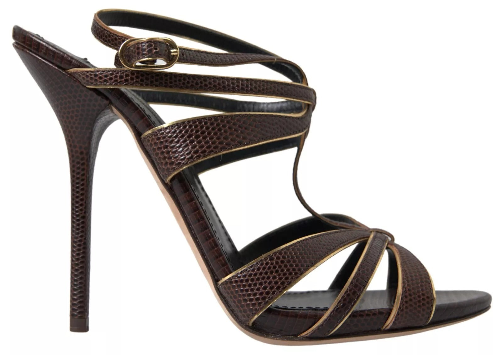 Dolce & Gabbana Brown Ankle Strap Stiletto Heels Sandals Shoes LUNESCAPE