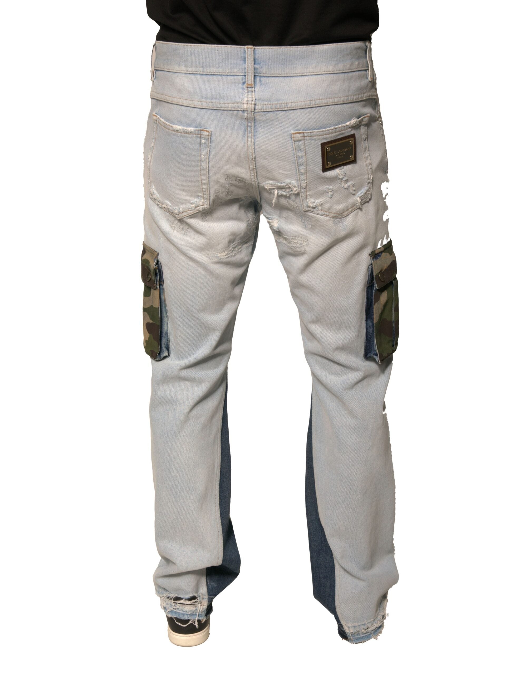 Dolce & Gabbana Light Blue Cotton Cargo Straight Denim Jeans