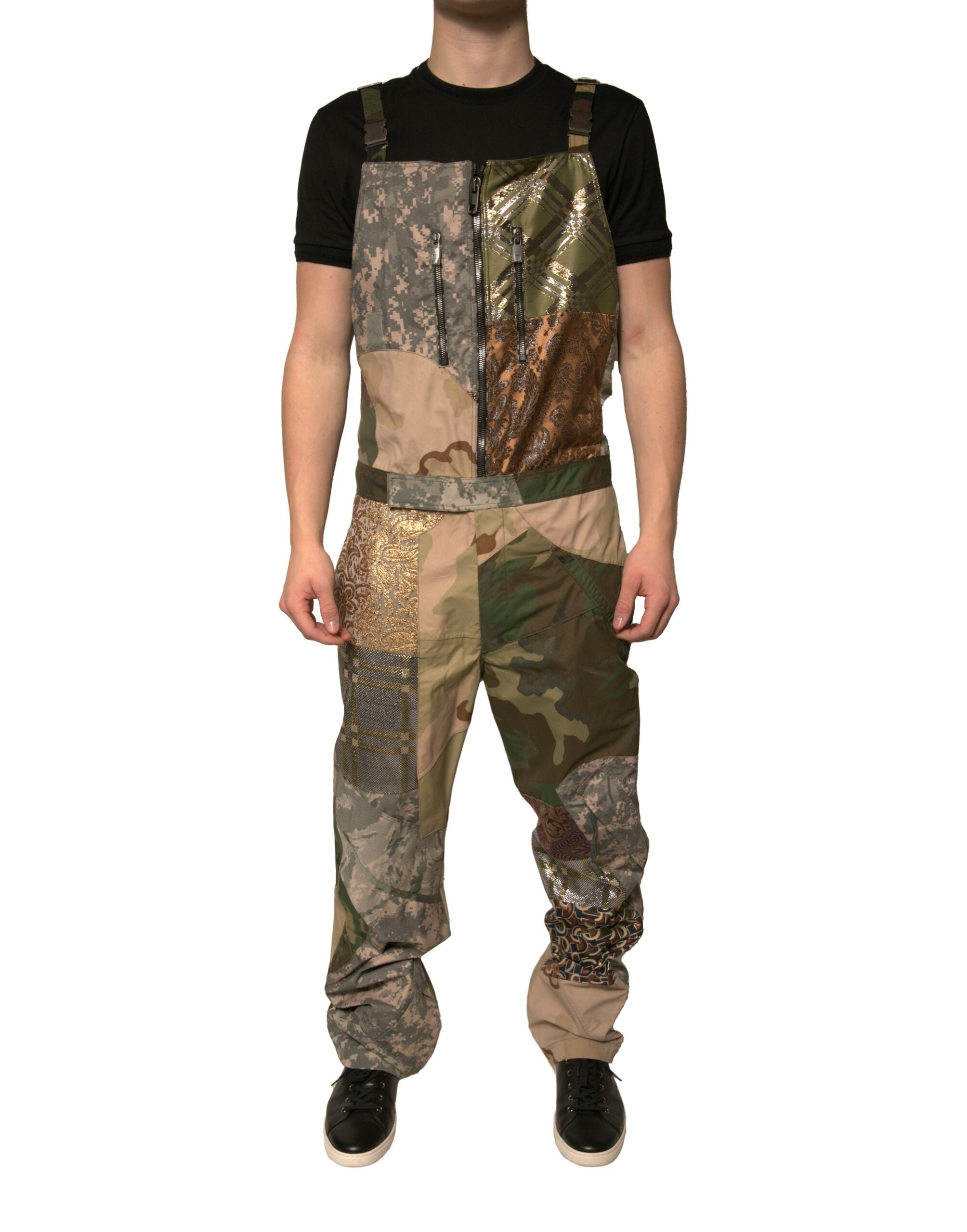 Dolce & Gabbana Multicolor Patchwork Camouflage Overall Pants LUNESCAPE