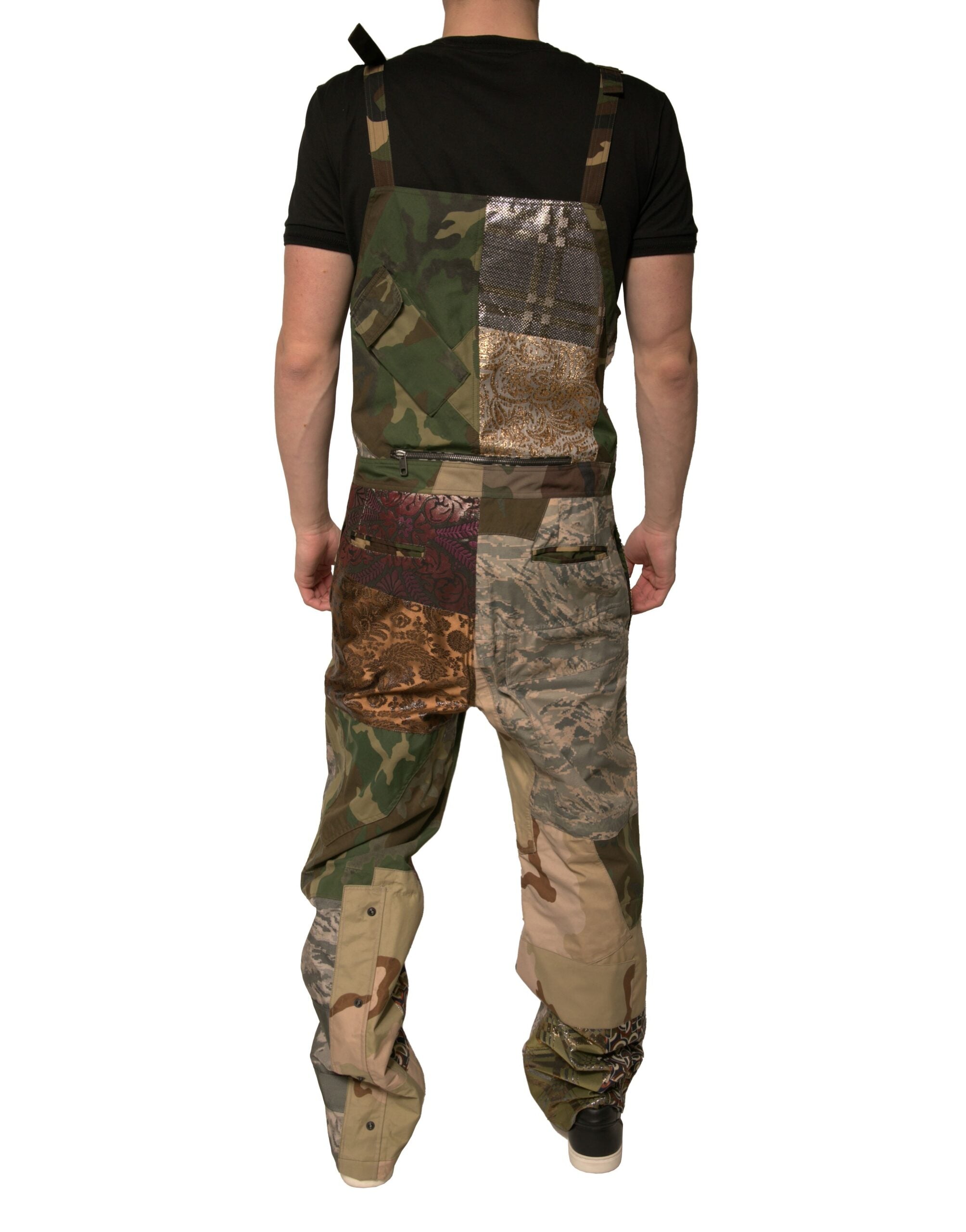 Dolce & Gabbana Multicolor Patchwork Camouflage Overall Pants LUNESCAPE
