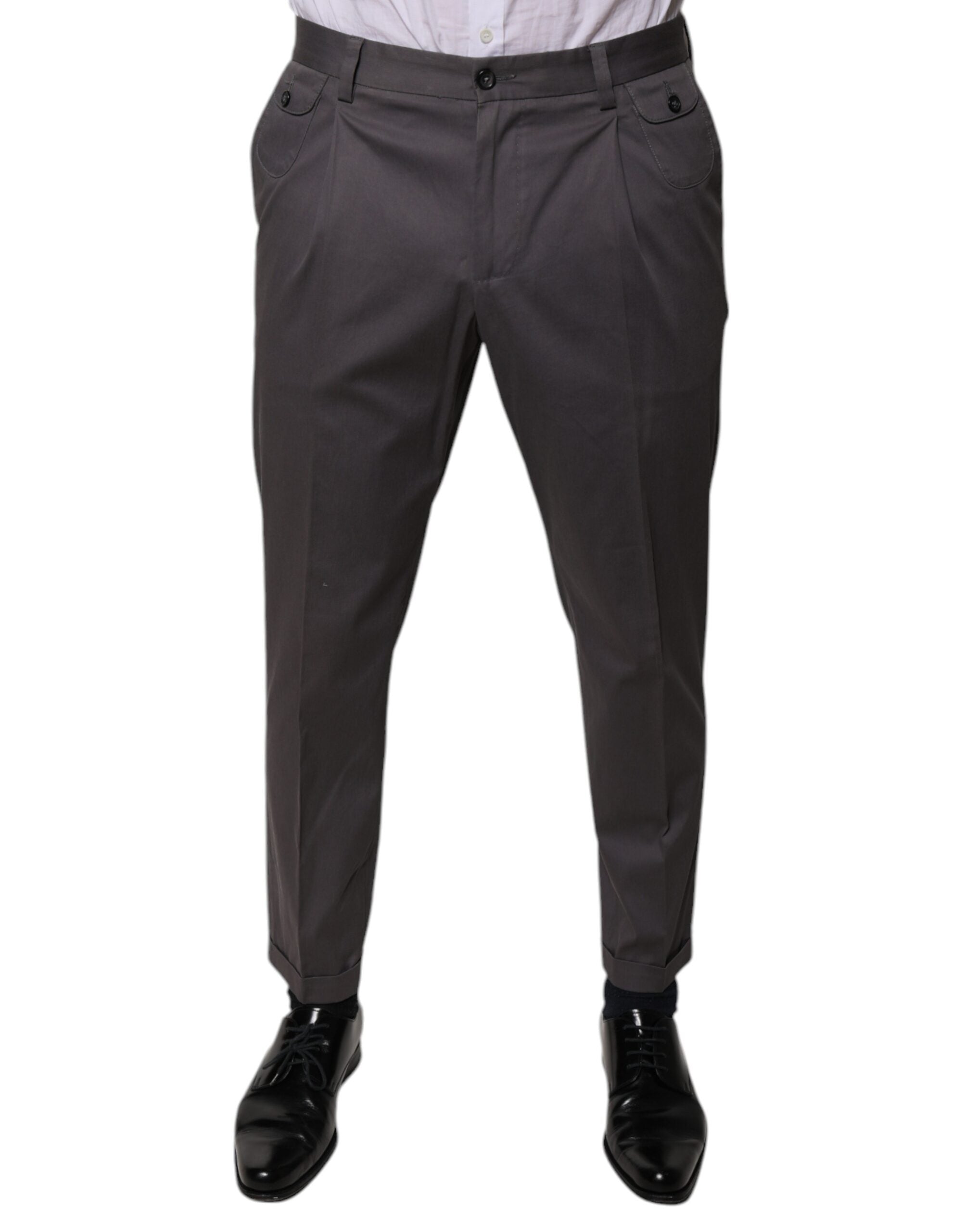 Dolce & Gabbana Dark Gray Mid Waist Dress Pants LUNESCAPE