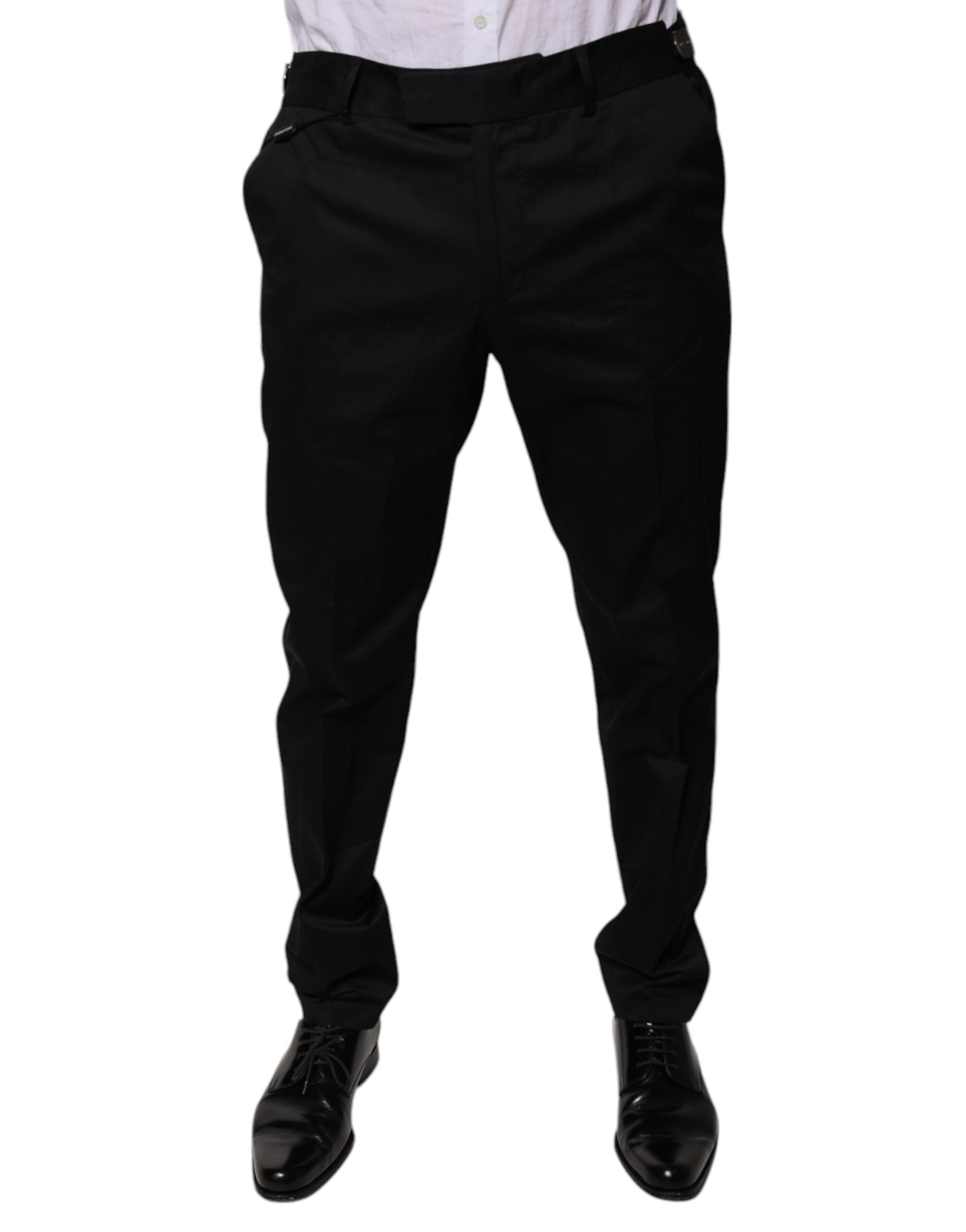 Dolce & Gabbana Black Cotton Tapered Formal Dress Pants LUNESCAPE