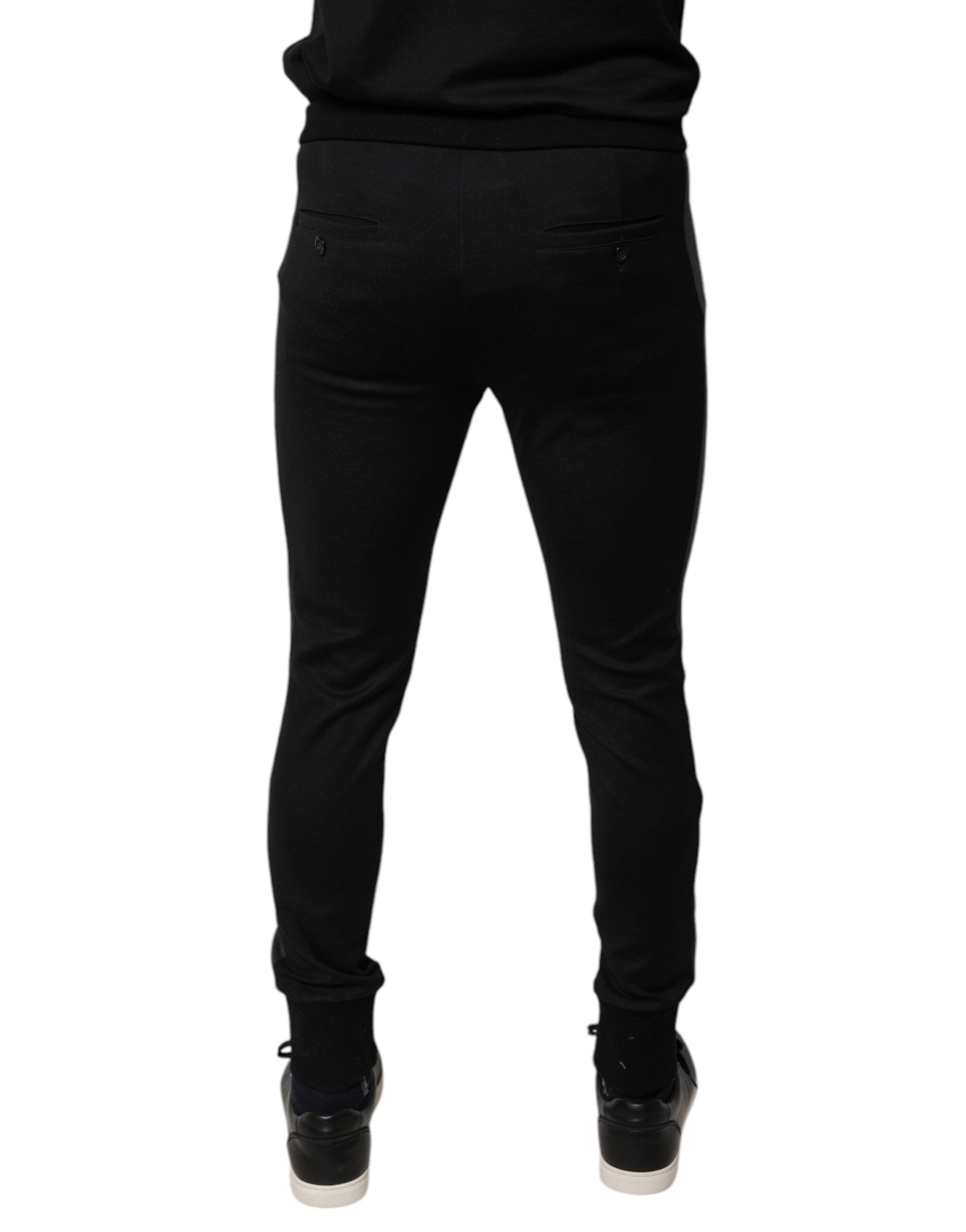 Dolce & Gabbana Black Horseshoe Embellished Wool Slim Fit Pants LUNESCAPE