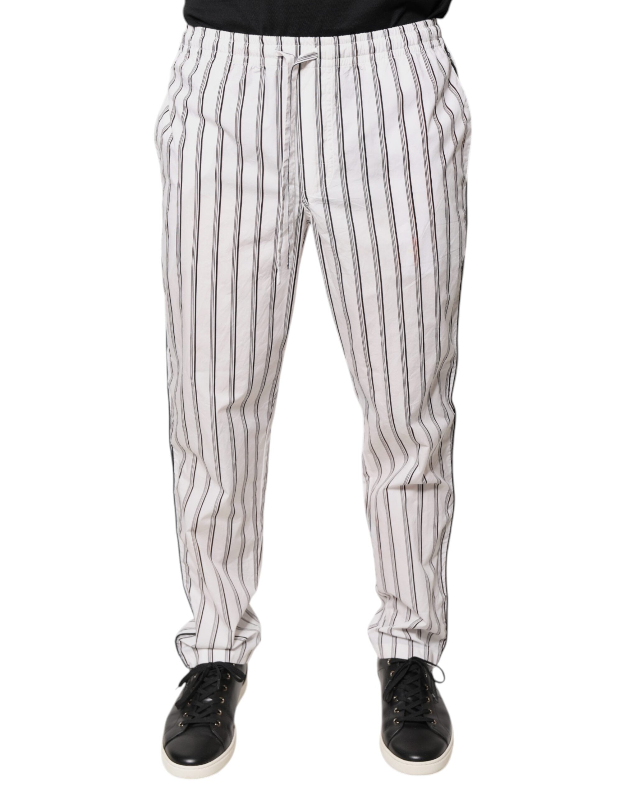 Dolce & Gabbana White Stripes Cotton Skinny Dress Pants LUNESCAPE
