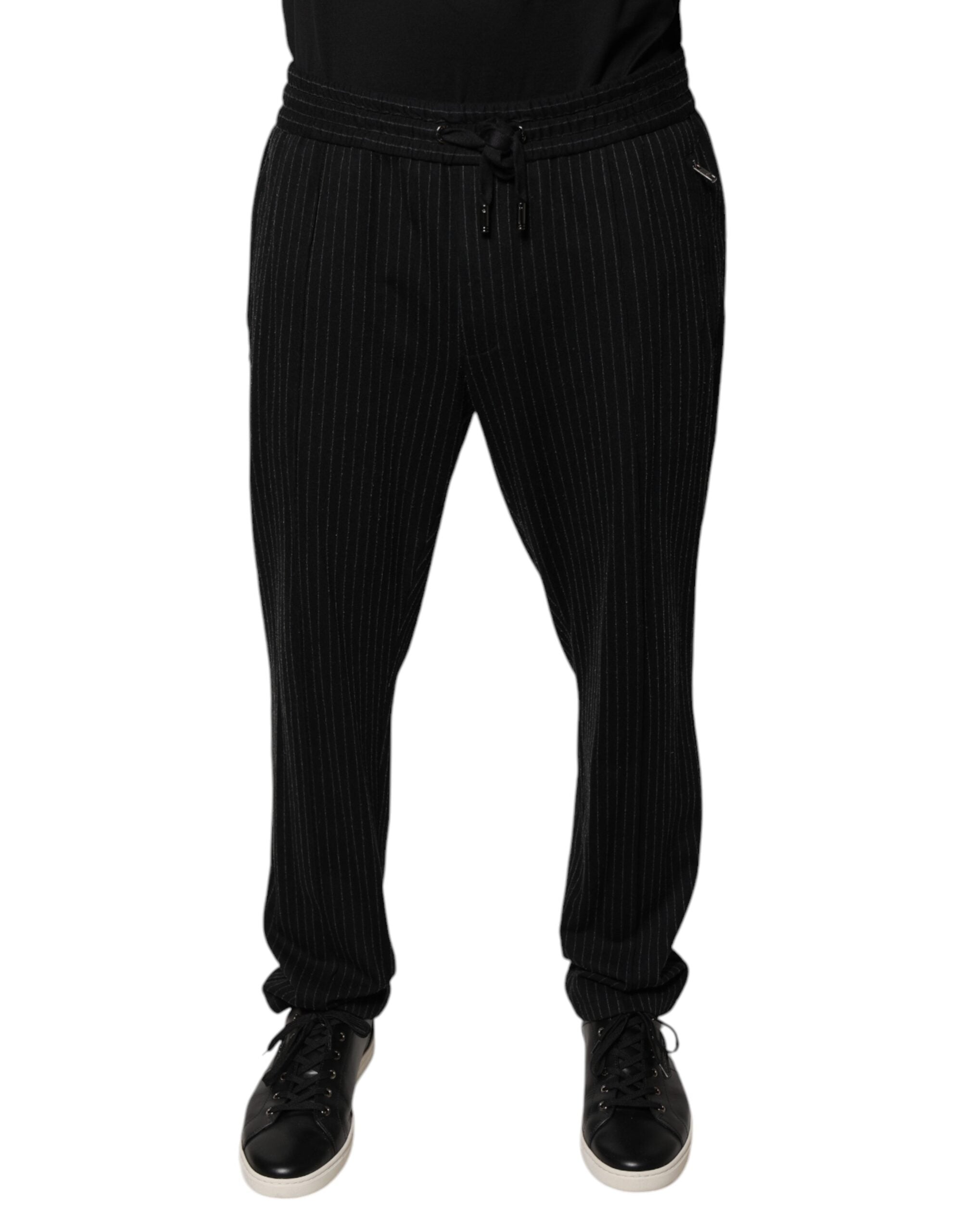 Dolce & Gabbana Black Stripes Viscose Skinny Dress Pants LUNESCAPE