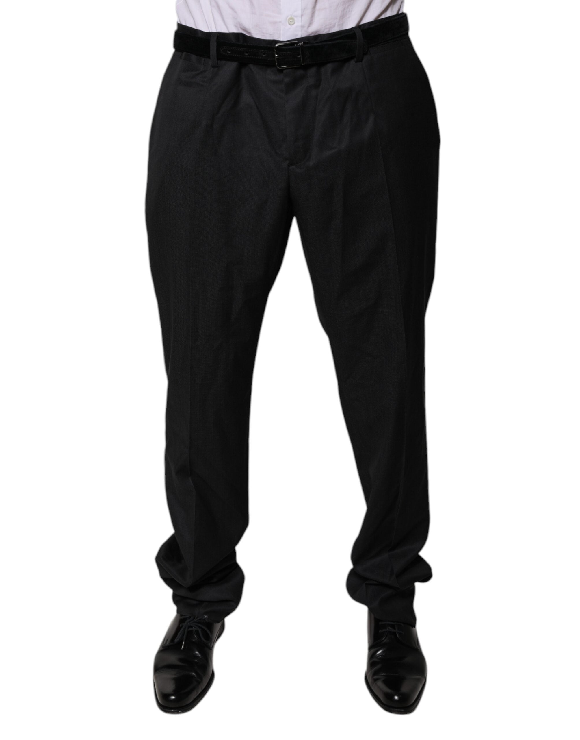 Dolce & Gabbana Black Wool Tapered Formal Dress Pants LUNESCAPE