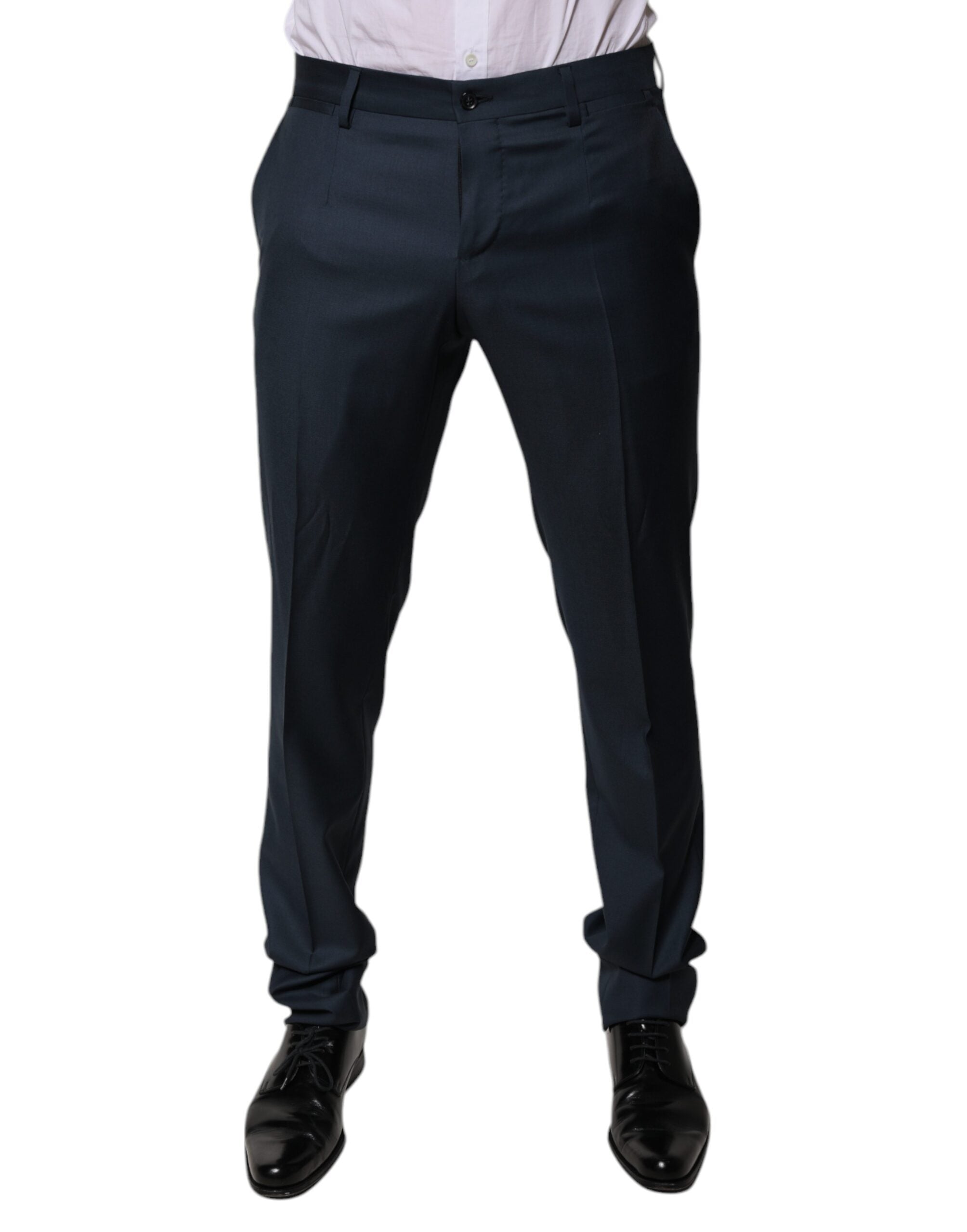 Dolce & Gabbana Blue Wool Tapered Formal Dress Pants LUNESCAPE