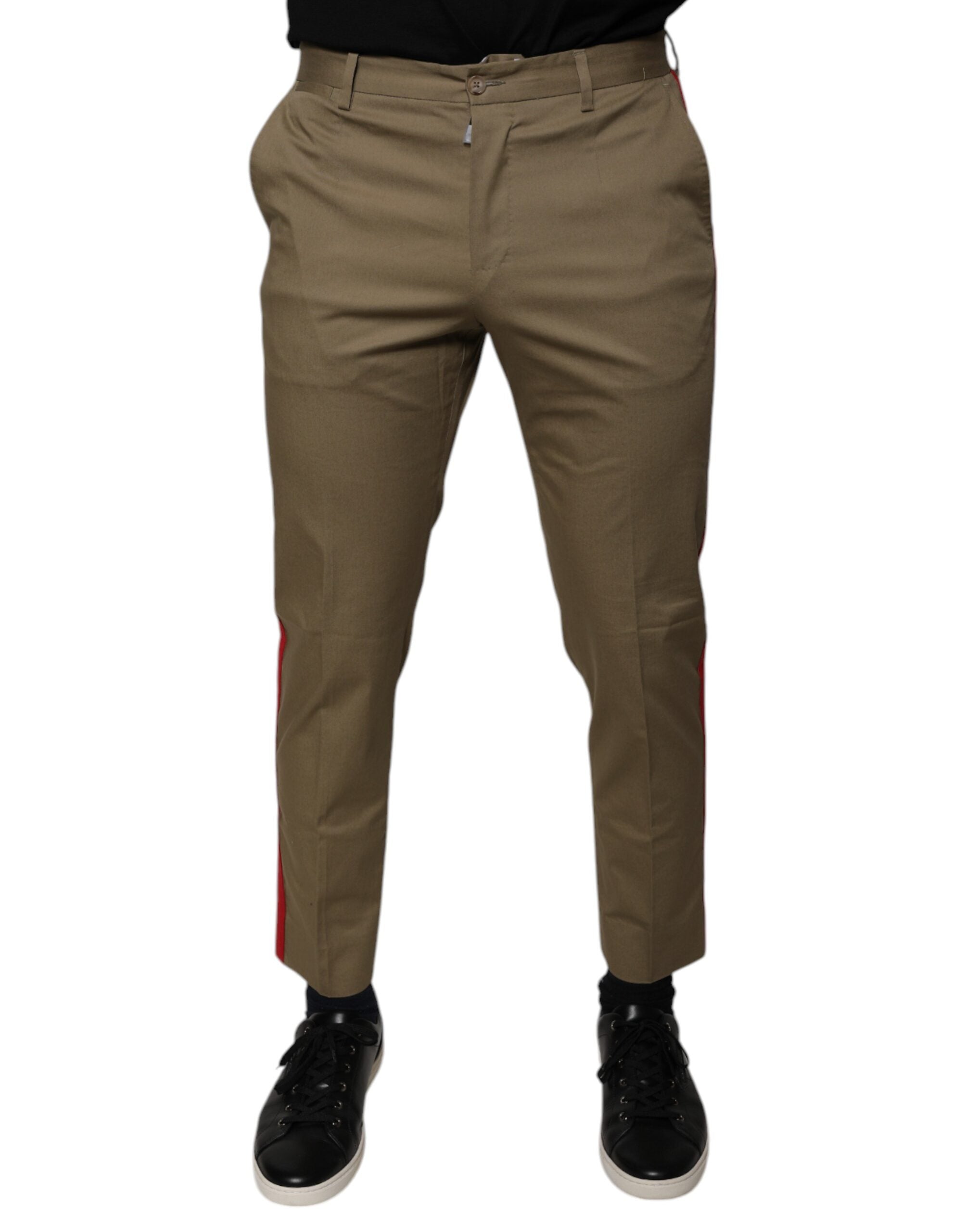 Dolce & Gabbana Brown Logo Men Casual Tapered Pants LUNESCAPE