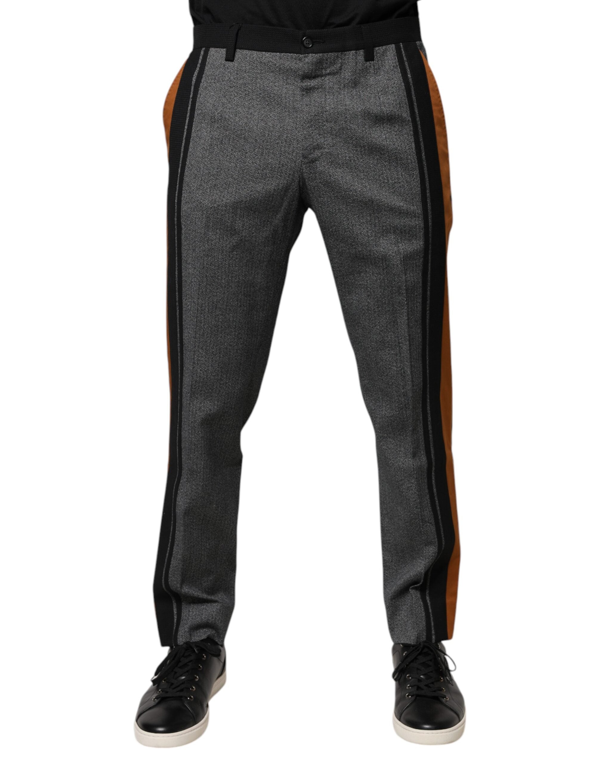 Dolce & Gabbana Multicolor Cotton Tapered Dress Formal Pants LUNESCAPE