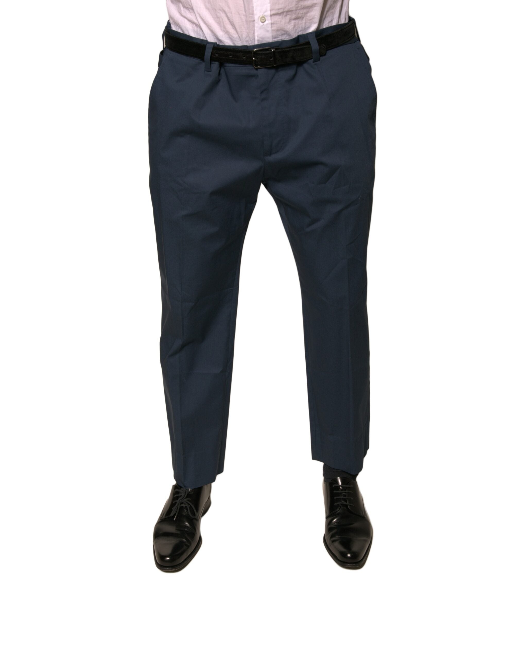 Dolce & Gabbana Blue Cotton Men Skinny Dress Pants LUNESCAPE