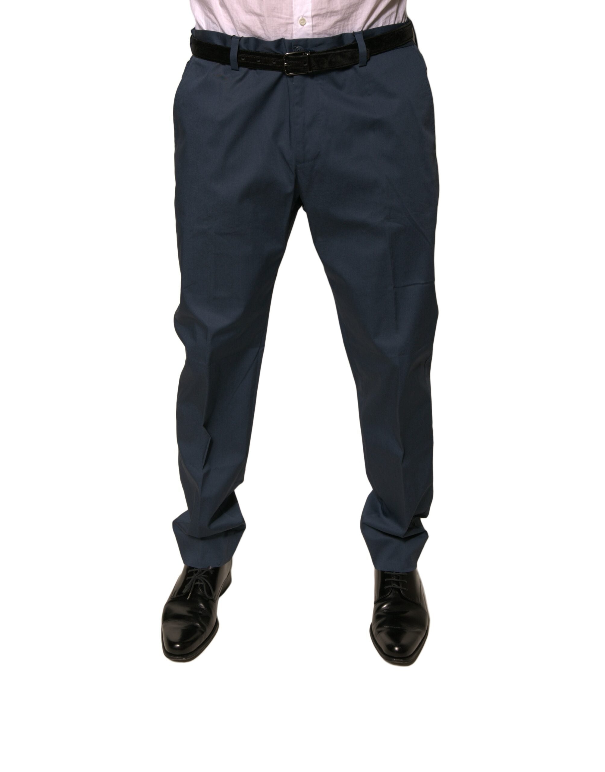 Dolce & Gabbana Dark Blue Cotton Stretch Skinny Men Dress Pants LUNESCAPE